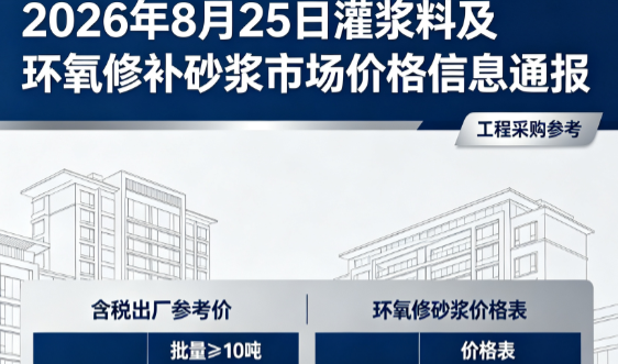 上街2026年8月25日灌浆料及环氧修补砂浆市场价格信息通报